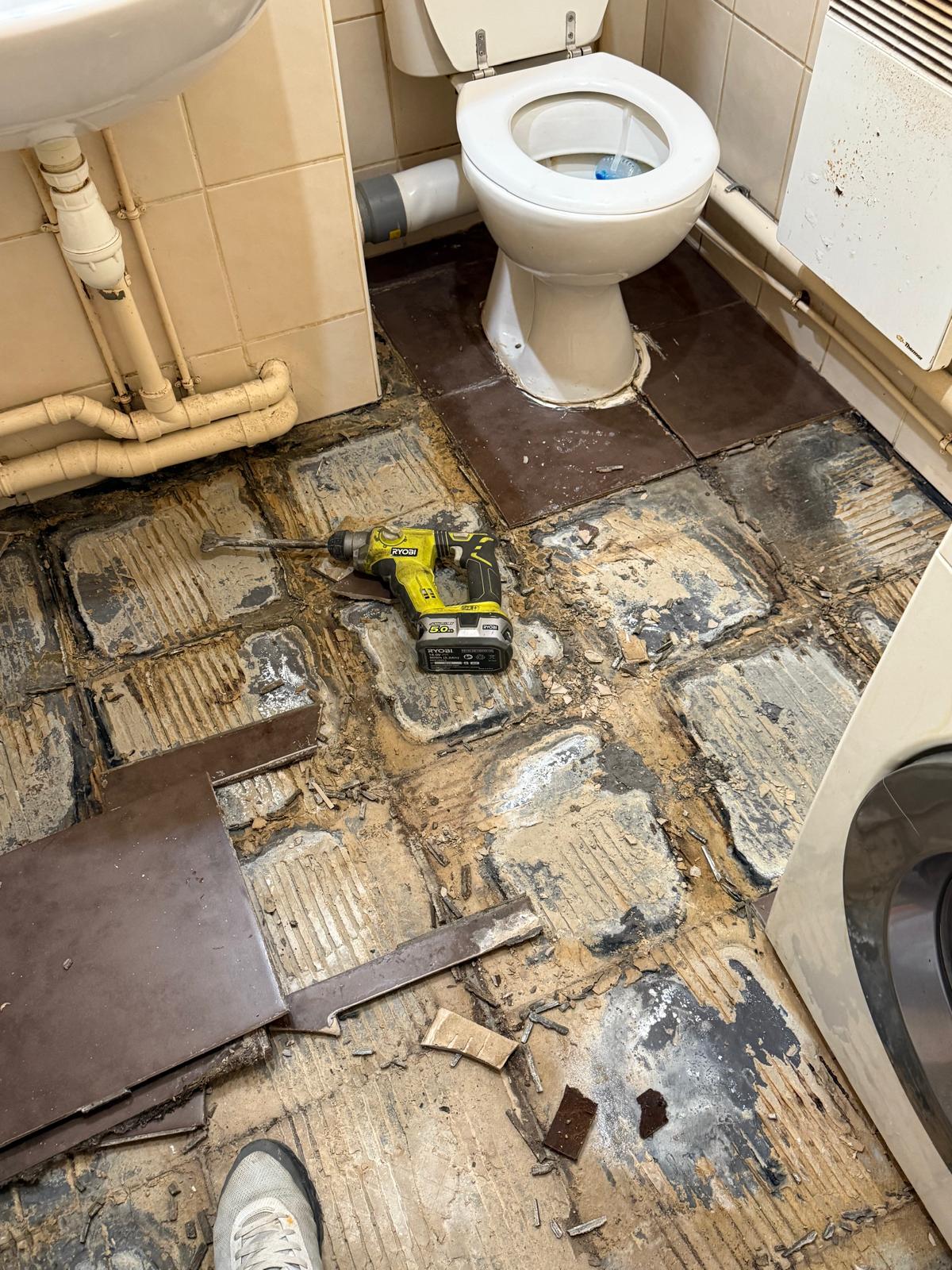 Remplacement carrelage WC fuite 3